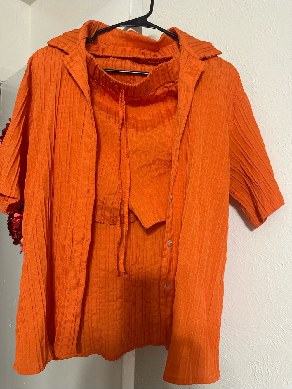 Echo Men's Bright Orange Lightweight Short-Sleeve Shirt Jacket Set